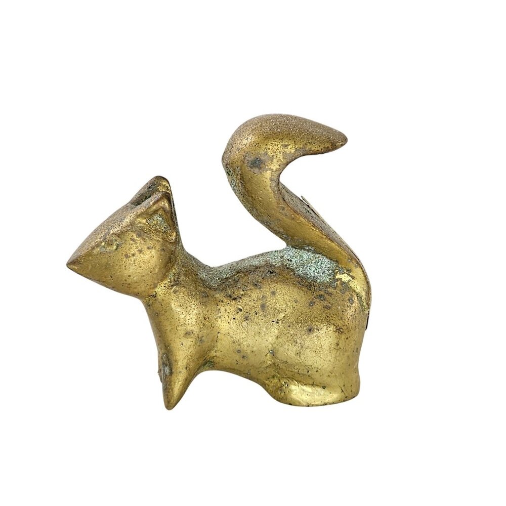 Vintage Brass Squirrel Miniature Figurine Paperweight